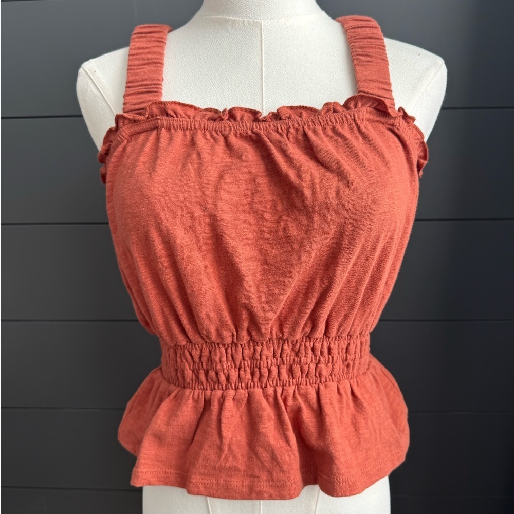 Marine Layer Dylan Smocked Tank Rust Terracotta